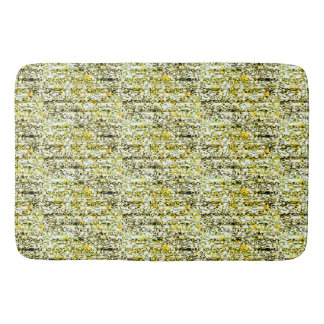 Tapete De Banheiro Matriz Dourada amarela e Impressão Chita Preta