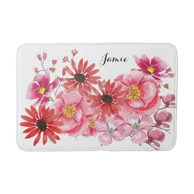Tapete De Banheiro Matriz Floral Personalizada Moderna (Frente)