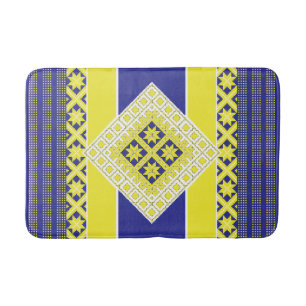Tapete De Banheiro Medalhão geométrico amarelo-azul-popular letão