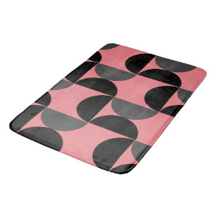 Tapete De Banheiro Médio Século moderno cor-de-rosa preto e cinza