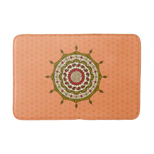 Tapete De Banheiro Mehndi Fantasy Dourada Bath Mat