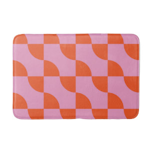 Tapete De Banheiro Meio Século Abstrato Laranja Semi Círculos em Rosa