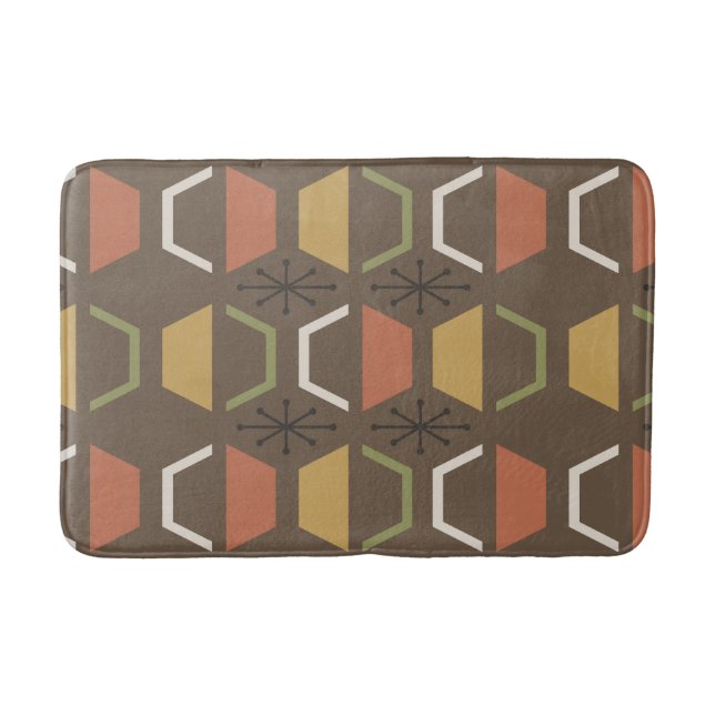 Tapete De Banheiro Meio século Modern Hexagon Brown (Frente)