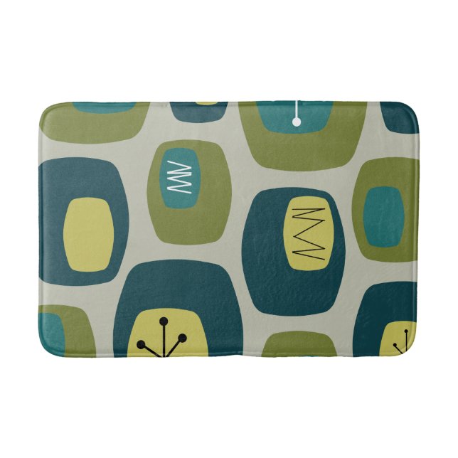 Tapete De Banheiro Meio século Modern Oblongs Olive Green (Frente)