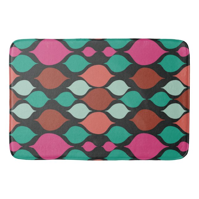 Tapete De Banheiro Meio século moderno preto Geométrico (Frente)