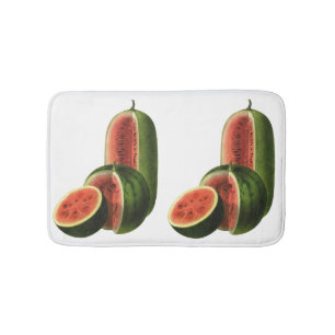 Tapete De Banheiro Melancias Vintage Altas Redondas, Fruta de Aliment