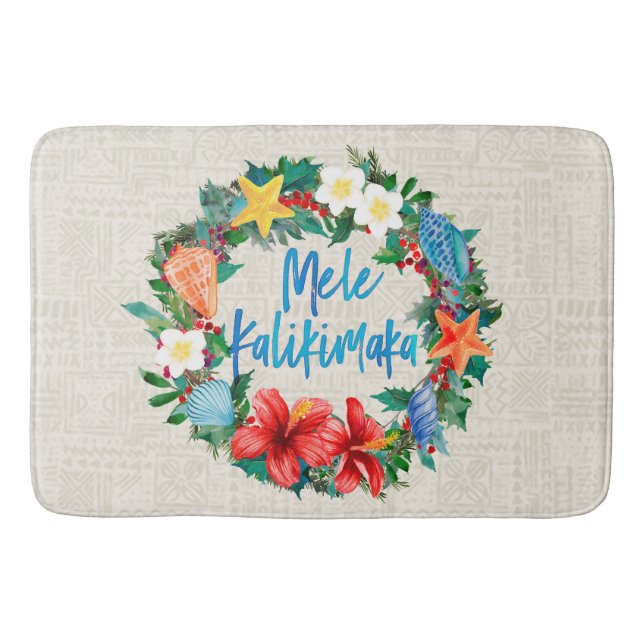 Tapete De Banheiro Mele Kalikimaka Hawaiian Christmas Wreath (Frente)
