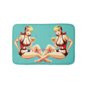 Tapete De Banheiro Menina Bikini, Loura-branca, Thunder_Cove