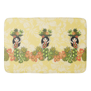 Tapete De Banheiro Menina havaiana de Luau Hula do abacaxi