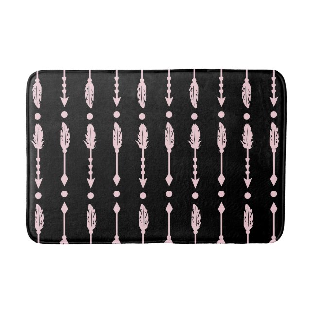 Tapete De Banheiro Meninas Flechas Rosa e Preto Boho Chic Decoração (Frente)