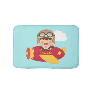 Tapete De Banheiro Menino Aviador Fofo Decoração Quarto Infantil Aviã