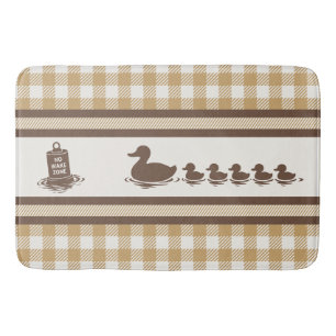 Tapete De Banheiro Meninos Elegantes Pato e Xadrez - Marrom Chocolate