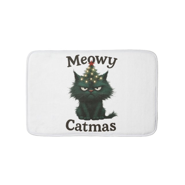 Tapete De Banheiro Meowy Catmas Moody cat (frente)