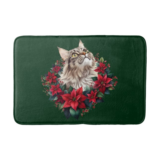 Tapete De Banheiro Meowy Christmas Maine Coon Cat  (Frente)