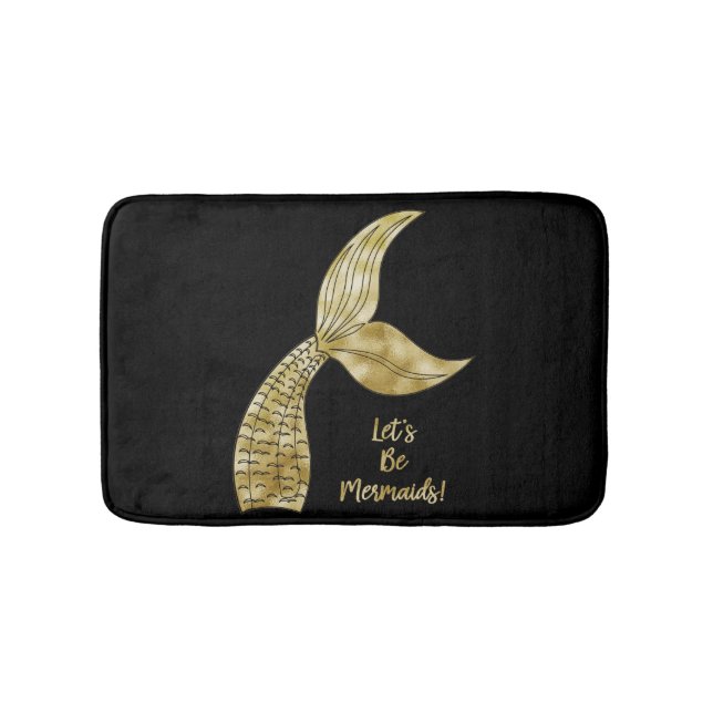 Tapete De Banheiro Mereia dourada preta (frente)