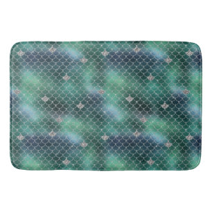 Tapete De Banheiro Mermaid Silver Teal Ocean Glitz