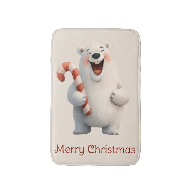 Tapete De Banheiro Merry Christmas Cute Polar Bear Design (Frente Vertical)