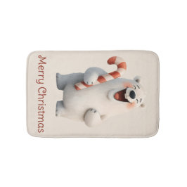 Tapete De Banheiro Merry Christmas Cute Polar Bear Design