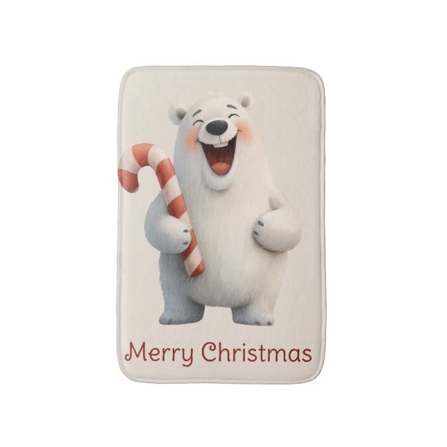 Tapete De Banheiro Merry Christmas Cute Polar Bear Design (Frente Vertical)
