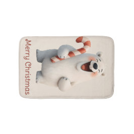 Tapete De Banheiro Merry Christmas Cute Polar Bear Design