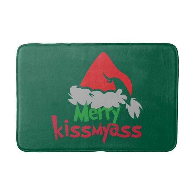 Tapete De Banheiro Merry Kissmyass Funny Christmas Bath Mat (Frente)