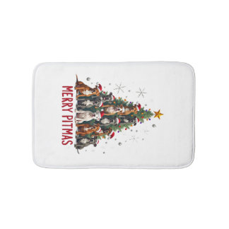 Tapete De Banheiro Merry Pitmas Pitbull Dog Ugly Christmas Sweater Tr