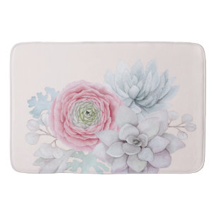 Tapete De Banheiro Meu jardim suculento cor-de-rosa pastel mexicano