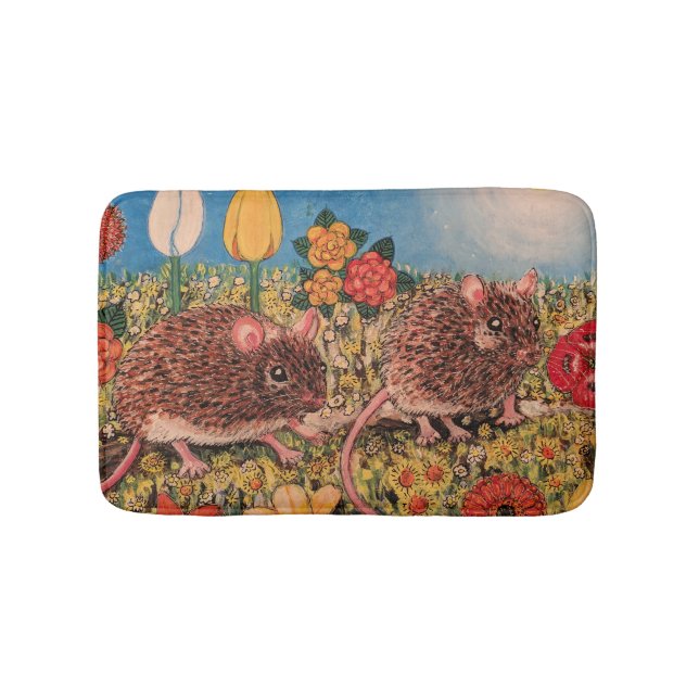 Tapete De Banheiro Mice And flowers Small Bath Mat (frente)