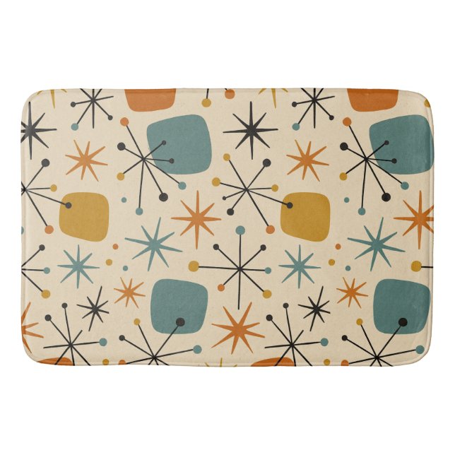 Tapete De Banheiro Mid Century Modern Starburst Pattern (Frente)