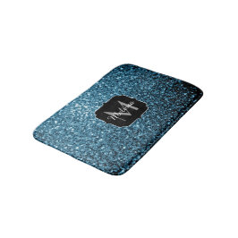 Tapete De Banheiro Minigrama azul-claro-bebê brilha brilho monograma