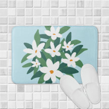 Minimalista Moderna Flor de Jasmim Branco sobre Az