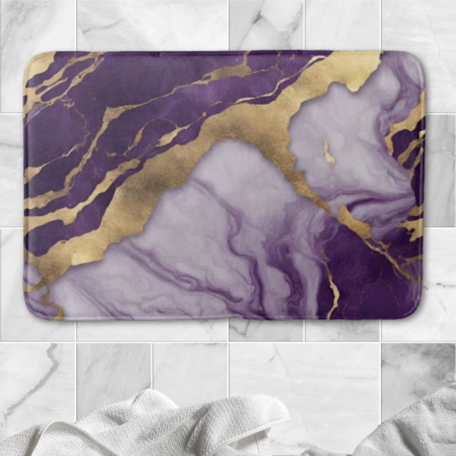 Tapete De Banheiro Mínimo escandinavo Chic Lilac Purple Marble (Minimalist Scandinavian Chic Lilac Purple Marble Bath Mat)