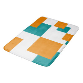Tapete De Banheiro Mínimos quadrados de Teal e Tangarina