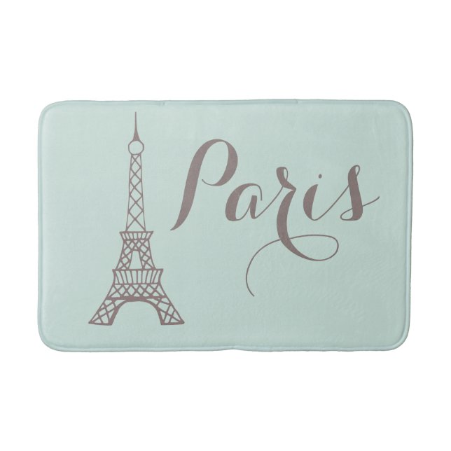 Tapete De Banheiro Mint Cinza Paris Eiffel Tower Bath Mat (Frente)