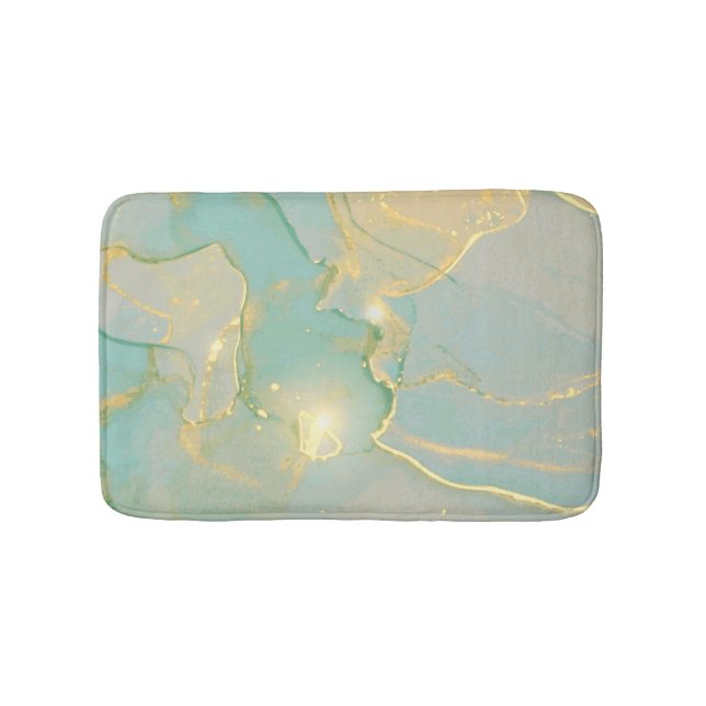 Tapete De Banheiro Mint Green Dourado Marble: Texturado (frente)
