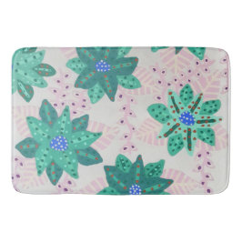 Tapete De Banheiro Mint Green Festivo Floral Impressão