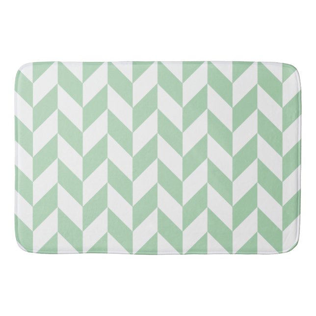 Tapete De Banheiro Mint Green Herringbone Pattern (Frente)