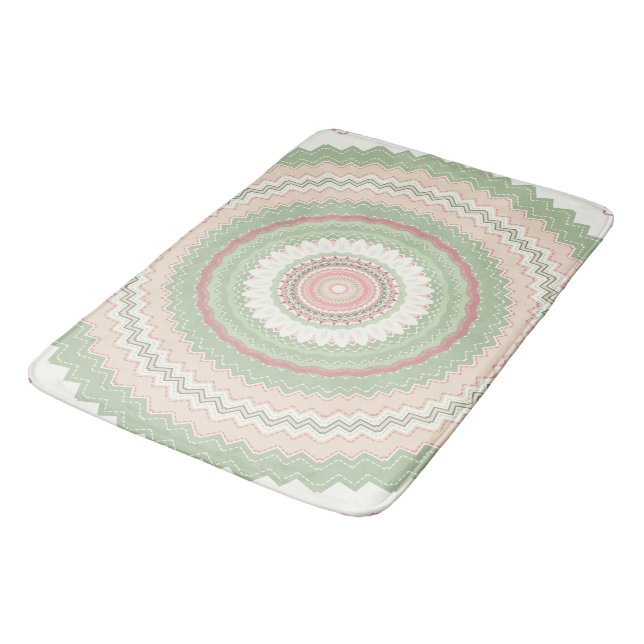 Tapete De Banheiro Mint Green Pink Mandala (Angulado)