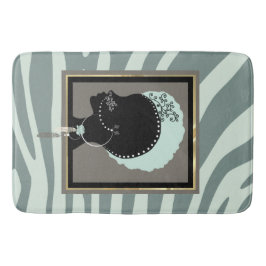 Tapete De Banheiro Mint verde, creme e zebra preta