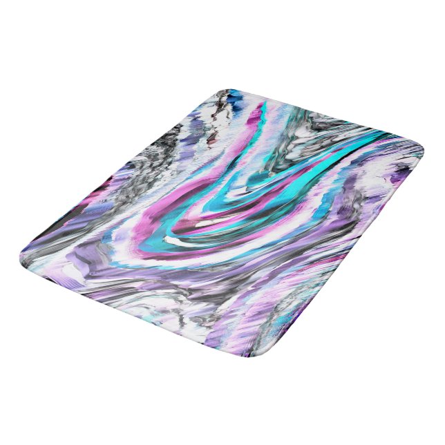 Tapete De Banheiro misto de gradiente e chuviscado, ciano e rosa (Angulado)