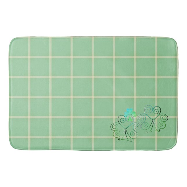 Tapete De Banheiro Misty Green Square Shamrocks Bath Mat (Frente)