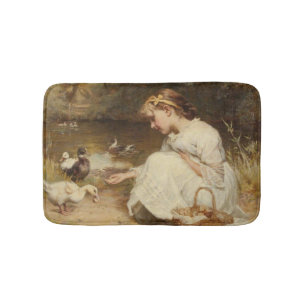 Tapete De Banheiro Moça alimentando patos (por Frederick Morgan)