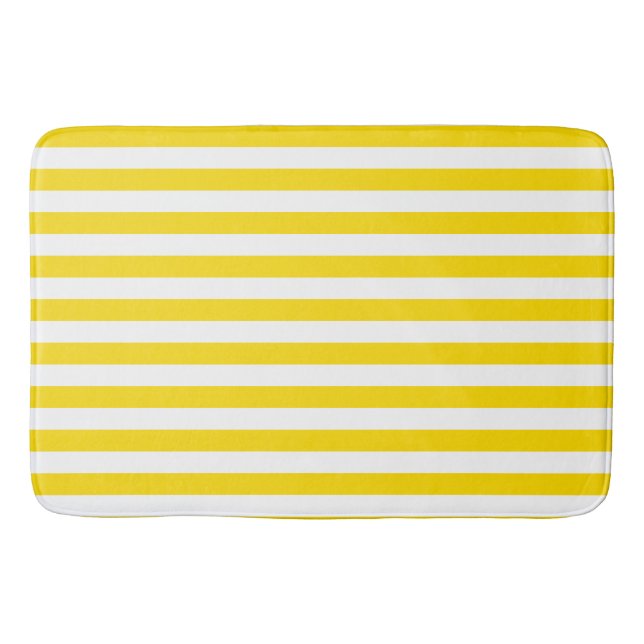 Tapete De Banheiro Modelo Branco Amarelo-Moderno Personalizado Grande (Frente)