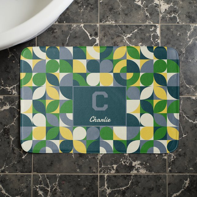 Tapete De Banheiro Modern Bauhaus Abstract Geometric Monogram Pattern (Criador carregado)