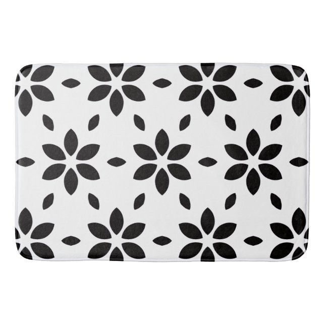 Tapete De Banheiro Modern Black and White Abstract Floral  (Frente)