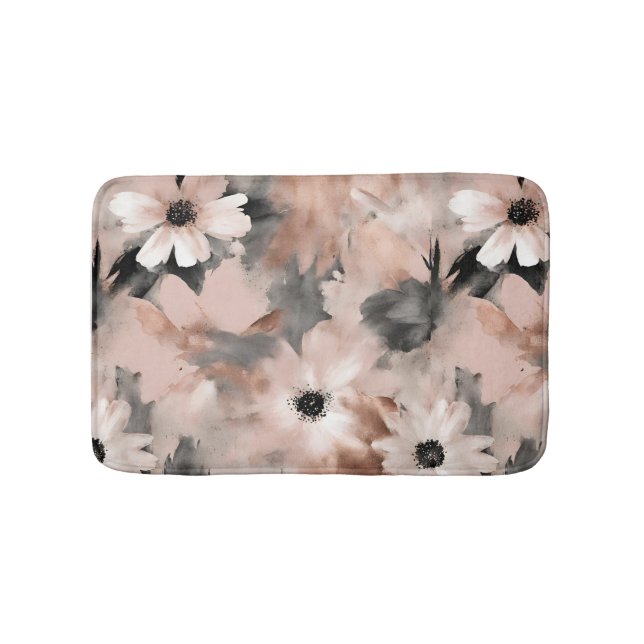 Tapete De Banheiro Modern Blush Pink Gray Floral  (frente)