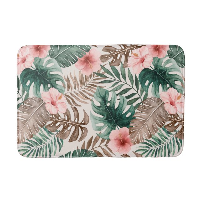 Tapete De Banheiro Modern Boho Watercolor Tropical Floral (Frente)