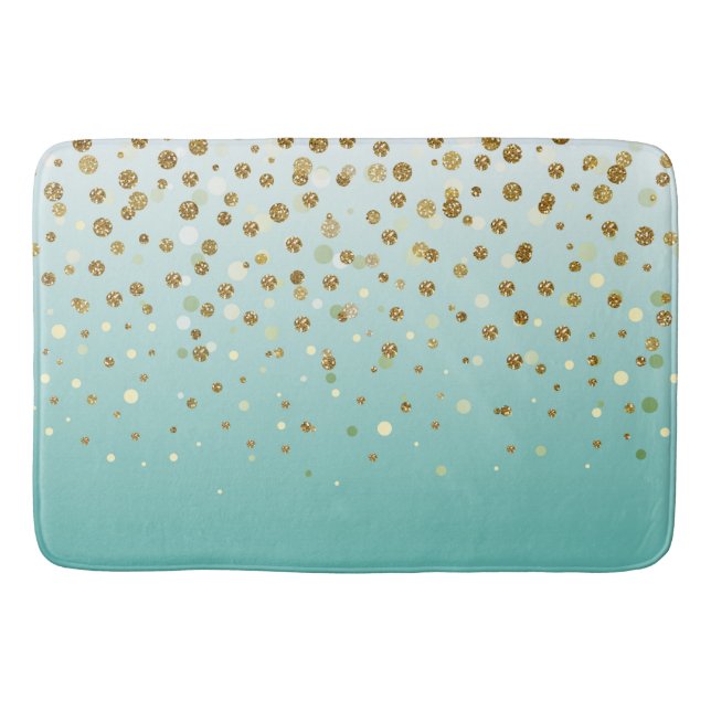 Tapete De Banheiro Modern Girly gold glitter confetti Blue Gradient (Frente)