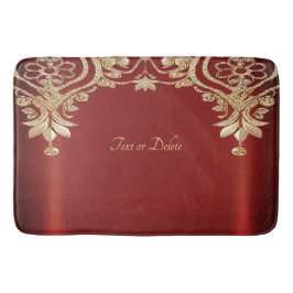 Tapete De Banheiro Modern Gold Red Floral Bath Mat