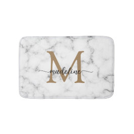 Tapete De Banheiro Modern Marble Gold Girly Script Monogram